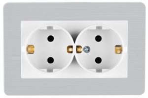 23412525  NILSON  СЕЛЕН Контакт двоен бял+сива рамка